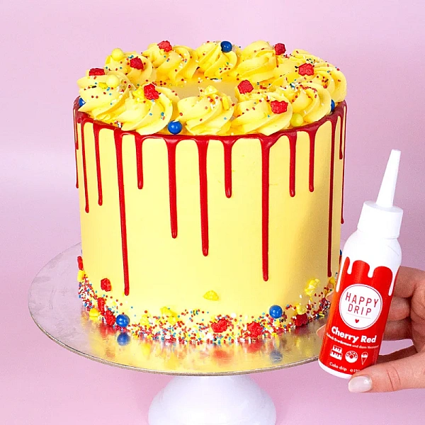 Glazură Drip pentru Tort - Happy Drip Cherry Red (Roșu Cireșe) - 130g - Happy Sprinkles