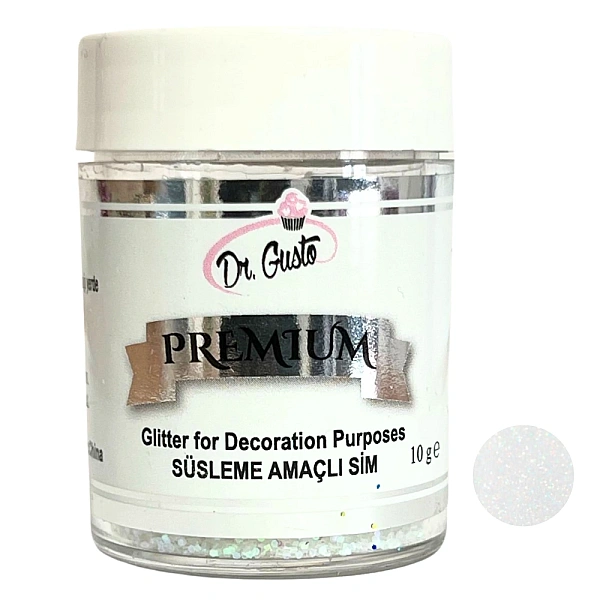 Glitter / Sclipici non-alimentar pentru decor - ALB / White - 10g - SIM