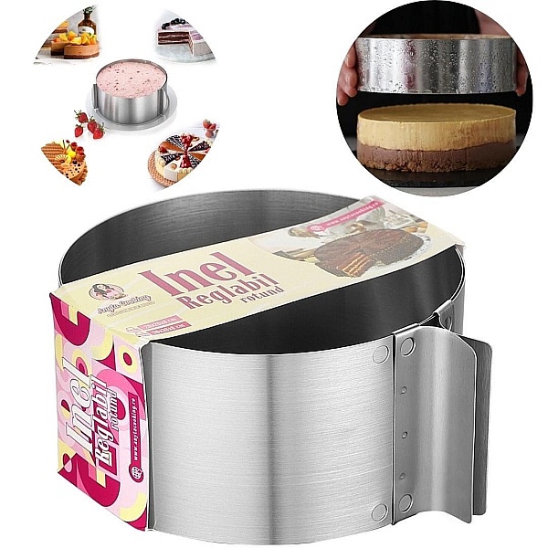 Inel Reglabil Rotund din inox, 16-30&Oslash;CM - 8cm inalt - Anyta Cooking - Anyta Cooking