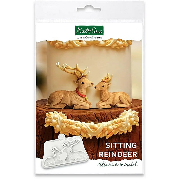 Mulaj din Silicon Reni  șez&acirc;nd - Sitting Reindeer - Katy Sue