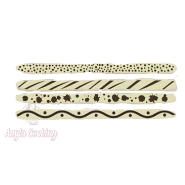 Kit 240 buc decor din ciocolata - Bastonase negru cu alb 