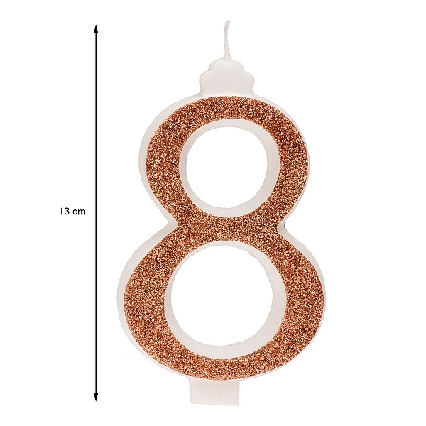 Lumanare zi nastere - NR8 - 13CM inalt - Auriu Sclipicios - DeKora - Anyta Cooking	