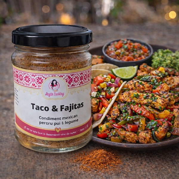 Mix de condimente PREMIUM &ndash; 100% Natural &ndash; 90g - pentru Tacos și Fajitas &ndash; Anyta Cooking
