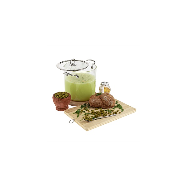Oală borosilicata Transparenta 5.5 L&ndash; Compatibilă cu Gaz, Electric, Vitroceramic și Inducție &ndash; Anyta Cooking