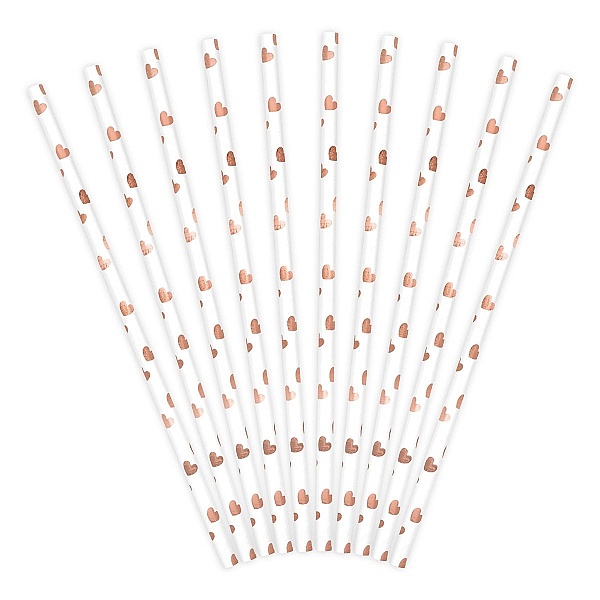 Paie din hartie cu inimi rose gold - 10 buc. - PARTYDECO - Anyta Cooking