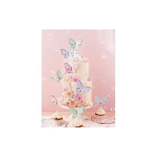 PartyDeco Cake Toppers Butterflies 9 x 6,5 cm