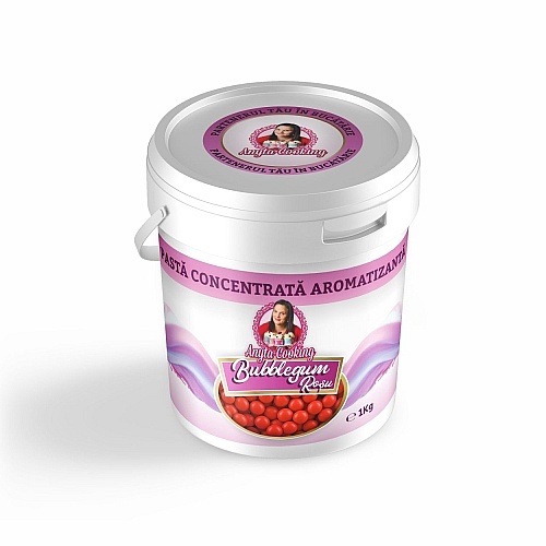 Pastă Concentrată Aromatizantă - BUBBLE GUM ROSU - 1 kg - Anyta Cooking (Lichidare Stoc)