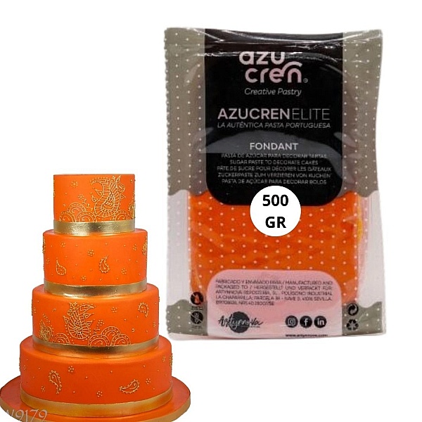 Pasta de Zahar Fondant Elite 3in1 (Flori,Acoperit,Modelare) - PORTOCALIU- 500 gr - AzuCren - Anyta Cooking 