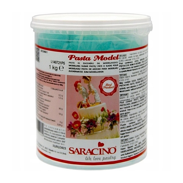 Pasta de Zahar pentru modelare figurine,flori - 1 kg - TIFFANY / Turcoaz - Saracino