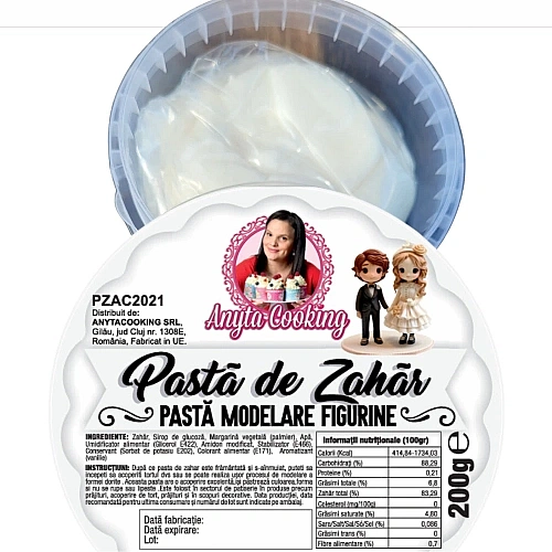  Pasta de Zahar Premium Modelare Figurine - ALB - 200 gr- Anyta Cooking