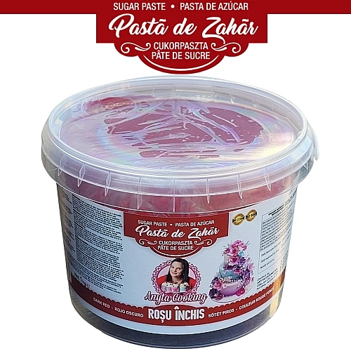  Pasta de Zahar PREMIUM - ROSU INCHIS - 1 kg - Anyta Cooking