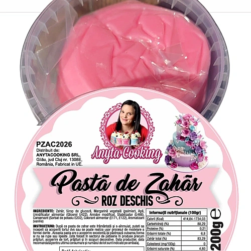  Pasta de Zahar Premium - ROZ DESCHIS - 200 gr- Anyta Cooking