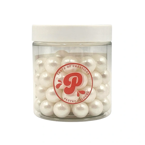 Perle / Perlute din zahar 14mm - Alb / White - 1kg - Pastry Colours