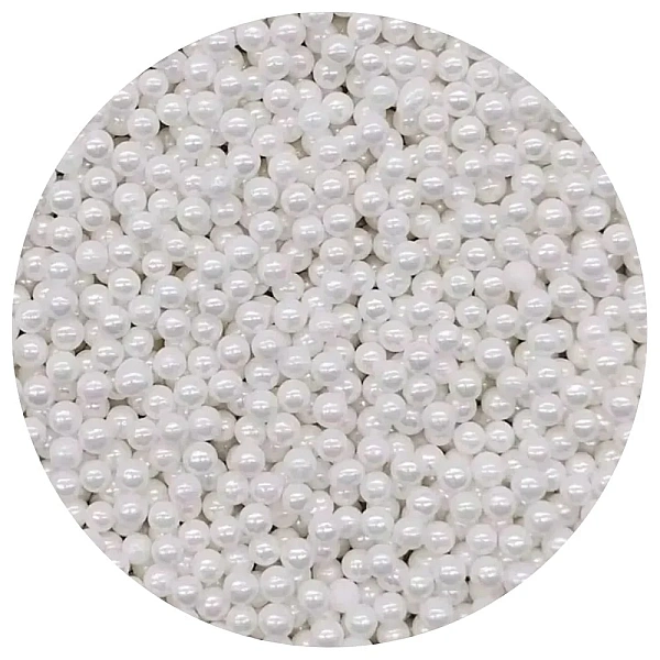 Perle / Perlute din zahar 4mm - Alb Perlat / White - 65g - Pastry Colours