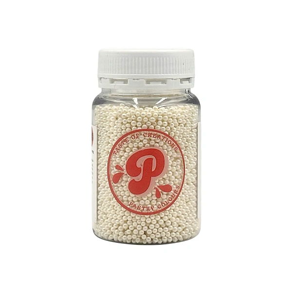 Perle / Perlute din zahar 2mm - Alb Perlat / White - 65g - Pastry Colours