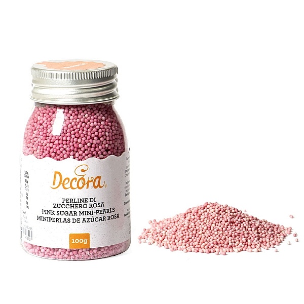 Perle din zahar -ROZ ⌀ 1,5 mm- 100 gr-Decora