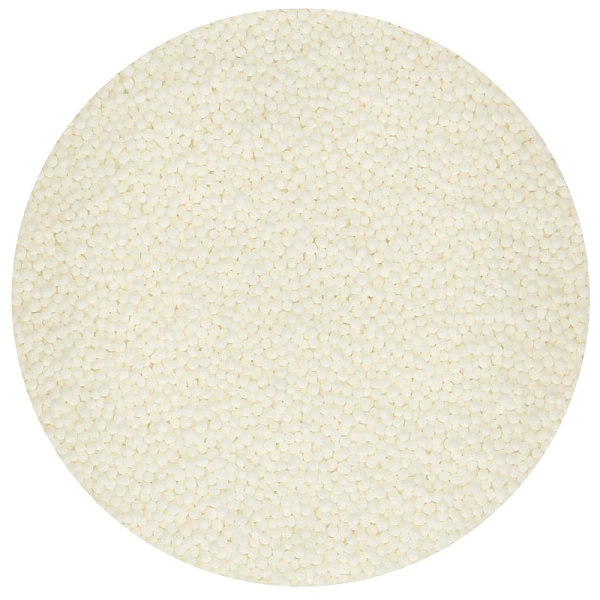 Perle / Perlute din zahar 1,5mm &ndash; ALB - NONPAREILS WHITE &ndash; 80gr -  Funcakes