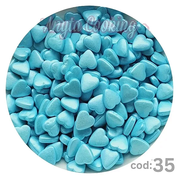 Perlute din Zahar - Mix Inimioare Alastru Deschis - 80 gr - Anyta Cooking NR35