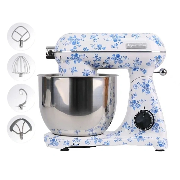 Robot de bucătărie Mixer cu bol din inox 6.5 L, 1800W, 4 accesorii incluse &ndash; Retro Floral &ndash; Anyta Cooking