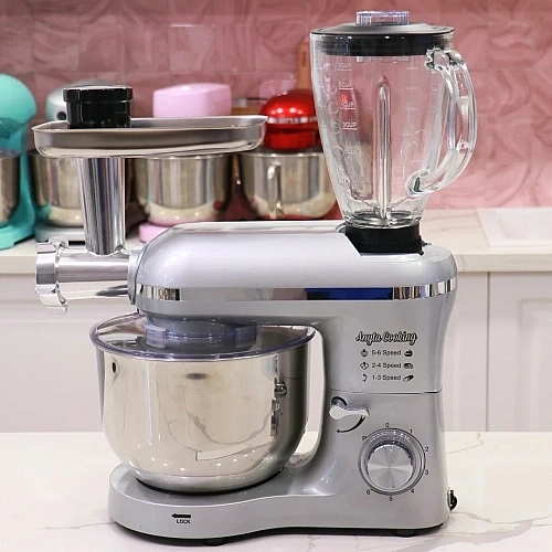 Robot de Bucătărie Mixer cu bol de 6.2 L - 2000W -Gri- cu blender și tocător-Anyta Cooking