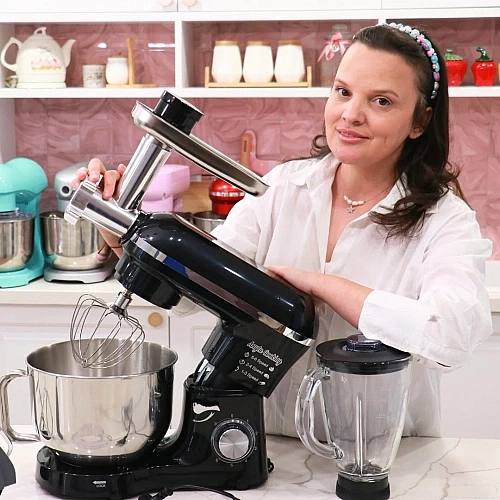Robot de Bucătărie Mixer cu bol de 6.2 L - 2000W -Negru- cu blender și tocător-Anyta Cooking 