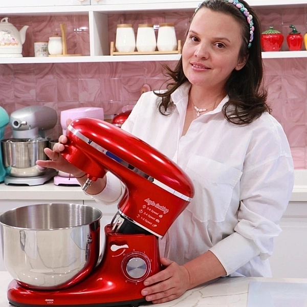 Robot de Bucătărie Mixer cu bol de 6.2 L - 2000W - Roșu - Anyta Cooking