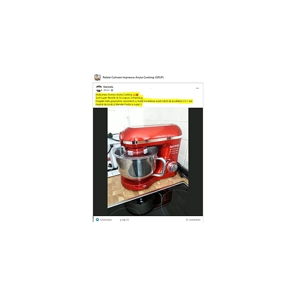 Robot de Bucătărie Mixer cu bol de 6.2 L - 2000W -Roșu- cu blender și tocător-Anyta Cooking