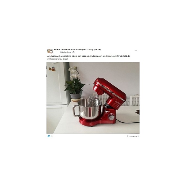 Robot de Bucătărie Mixer cu bol de 6.2 L - 2000W -Roșu- cu blender și tocător-Anyta Cooking