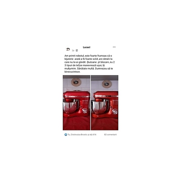 Robot de Bucătărie Mixer cu bol de 6.2 L - 2000W -Roșu- cu blender și tocător-Anyta Cooking