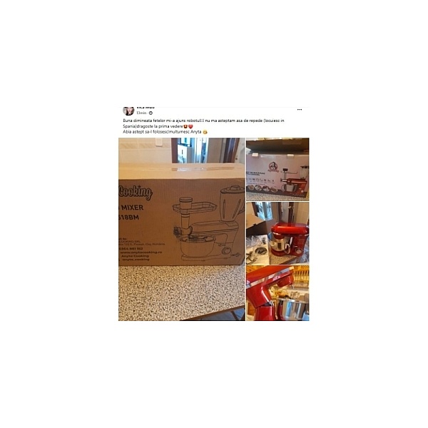 Robot de Bucătărie Mixer cu bol de 6.2 L - 2000W -Roșu- cu blender și tocător-Anyta Cooking