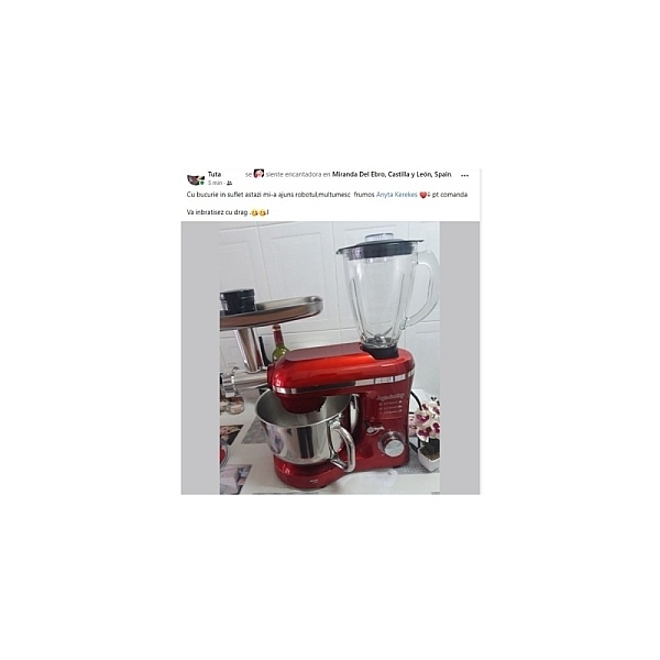 Robot de Bucătărie Mixer cu bol de 6.2 L - 2000W -Roșu- cu blender și tocător-Anyta Cooking