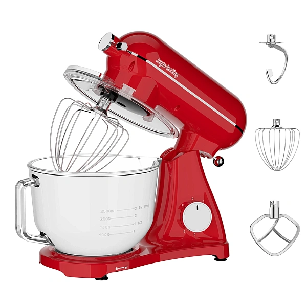 Robot de bucatarie Mixer cu bol Transparent din sticla de 6L ,1800W, din aluminiu, Rosu - Anyta Cooking