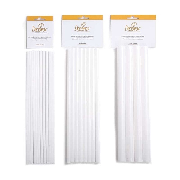 Set 12 Tije Plastic pentru Tort -  &Oslash; 4 MM X 30 CM -Decora
