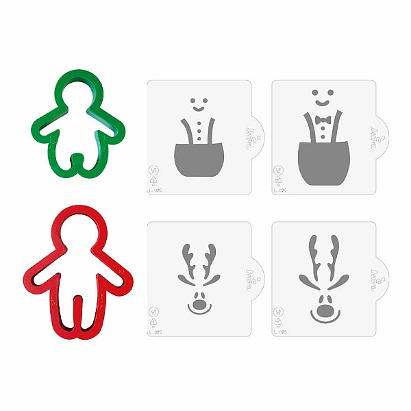  Set 2 decupatoare Om Turta dulce si  4 Stencils GINGERCHRISTMAS - Decora
