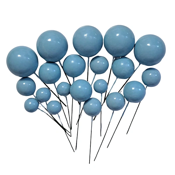  Set 20 sfere/bile din plastic pentru decor tort - Albastre deschis