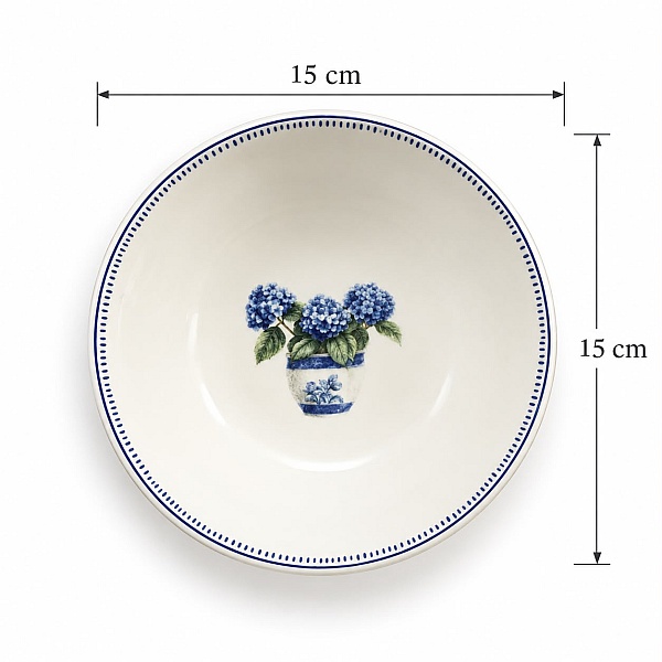 Set 24 de Farfurii de Masă, Model Vintage cu Hortensii Albastre &ndash; Anyta Cooking