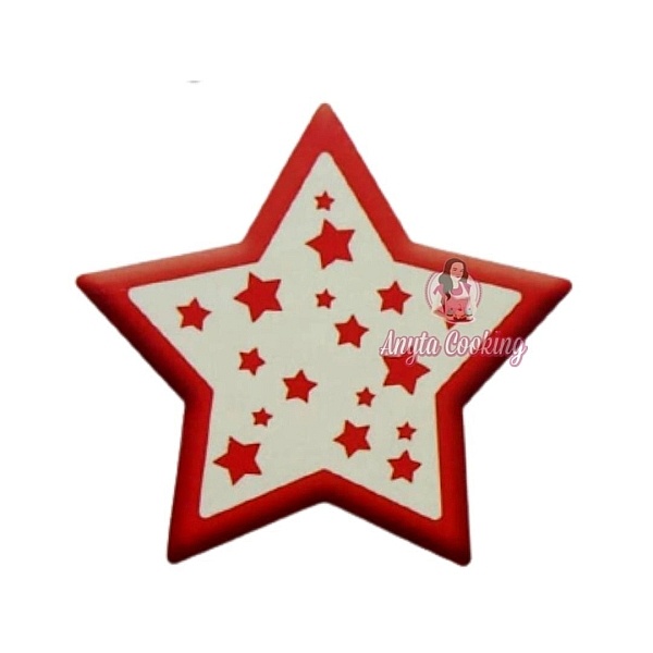 Set 240 buc decor din ciocolata - 45 mm - Stea cu stelute alb si rosu