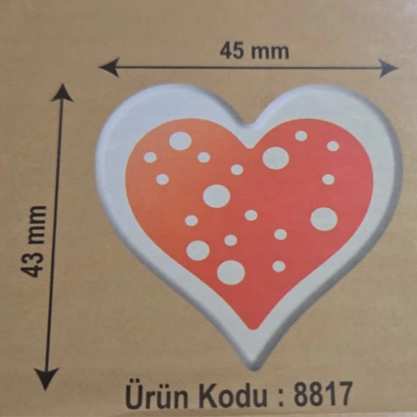 Set 288 buc decor din ciocolata -Inima cu buline albe - 43x45 mm