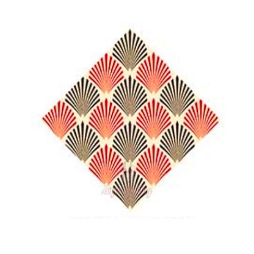 Set 288 buc decor din ciocolata - Patrat alb cu linii negre si rosii - 40x40 mm 