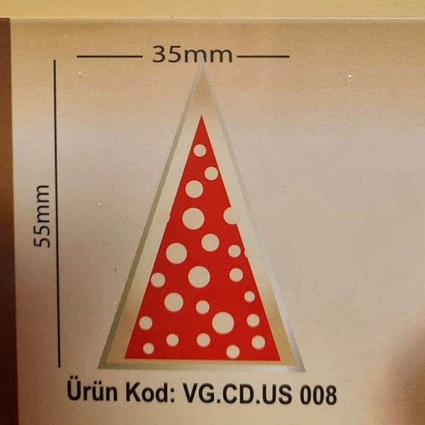 Set 384 buc decor din ciocolata alba - Triunghi - Rosu cu buline albe