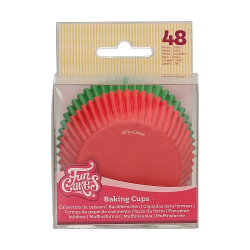 Set 48 forme de copt briose Rosu si Verde &ndash; Funcakes