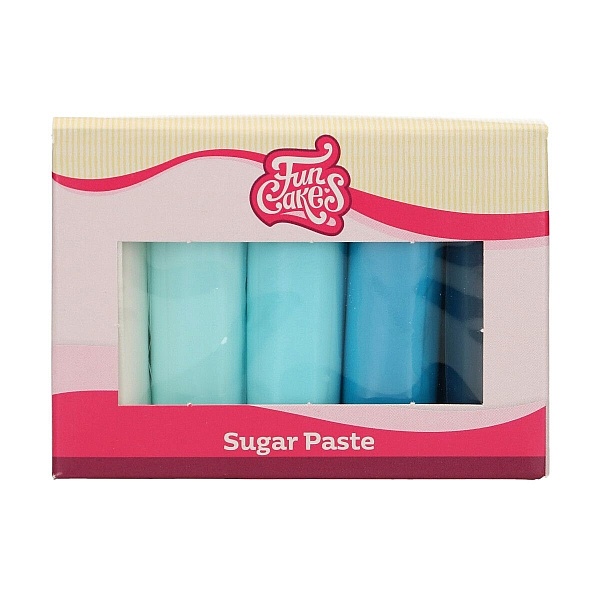 Set 5 culori Fondant albastru- 5x 100 GR- Funcakes - Anyta Cooking 