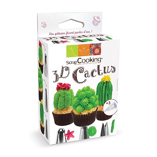 Set 6 buc Dui cu v&acirc;rf &icirc;n formă de cactusi 3D-Scrapcooking
