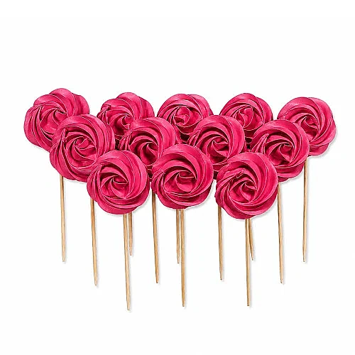 Set decor comestibil - "Bezea Roz zmeura" - 12 buc - Anyta Cooking