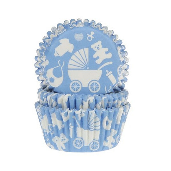 Set Forme Briose Albastru Deschis cu Forme Baby &ndash; 50 bucati &ndash; House of Marie