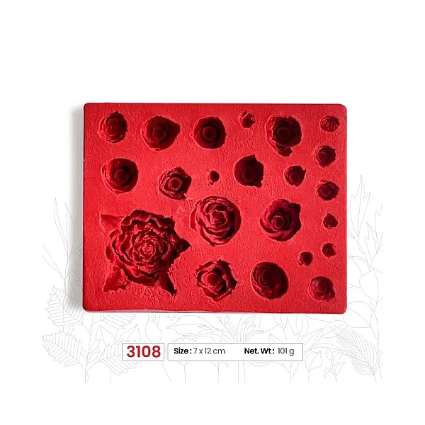 Mulaj din silicon cu Mini trandafiri (M3108) - 7 x 12 cm - Anyta Cooking