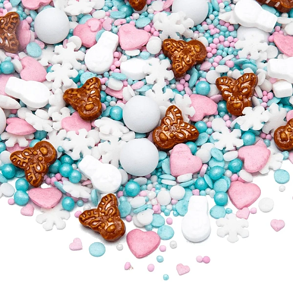 Sprinkles - Frosty Magic - Mix de Iarnă Alb, Bleu și Argintiu - 90g - Happy Sprinkles