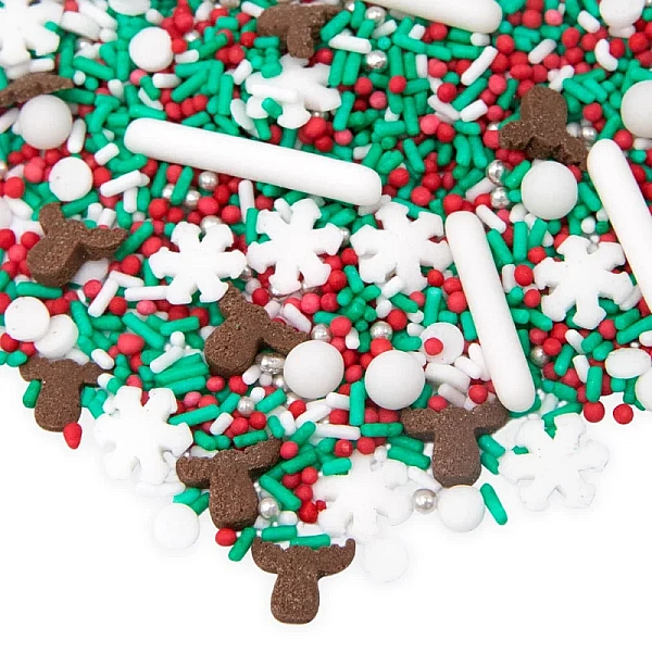 Sprinkles - Oh deer (Vegan) - Mix de Crăciun cu Reni și Fulgi de Nea - 90g - Happy Sprinkles