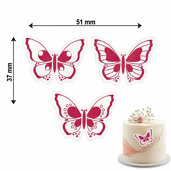 Set 288 decor ciocolata Alba - FLUTURI alb cu rosu - Dr Gusto