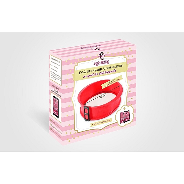 Tava de Silicon Rotunda Detasabila cu Sticla Temperata - 25 CM - Anyta Cooking